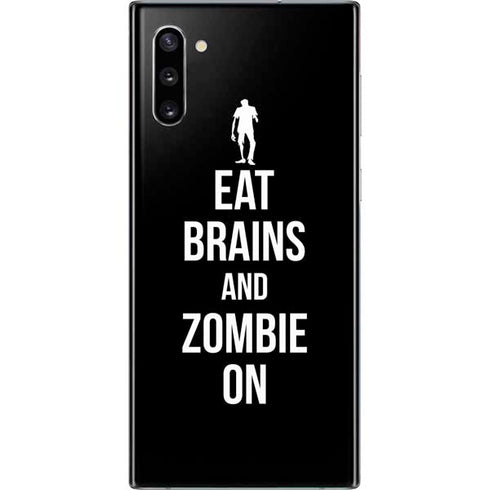 Eat Brains and Zombie On Black Galaxy Note 10 Skin